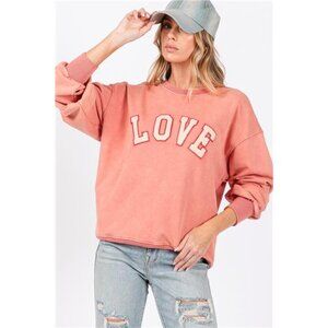 NWT SAGE + FIG LOVE Path Applique Drop Shoulder Sweatshirt